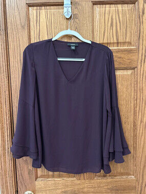 Alfani plum purple woman’s blouse with flare sleeves size 8